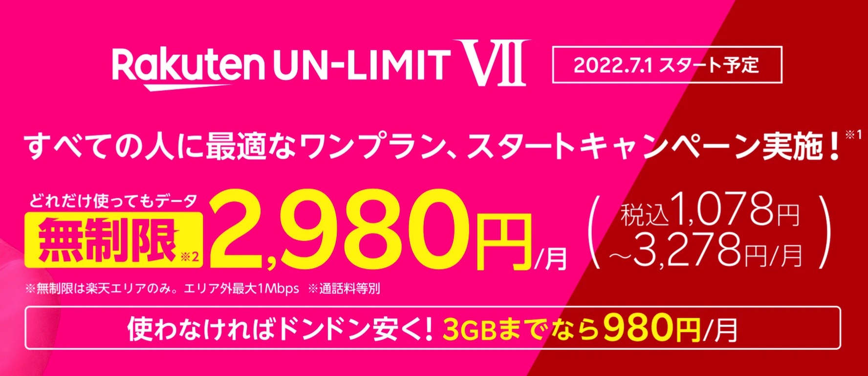 楽天モバイル、新バージョン「Rakuten UN-LIMIT VII」を発表。0円維持は廃止に。ユーザーは7月1日に自動移行  MVNO（格安SIM）ナビ！